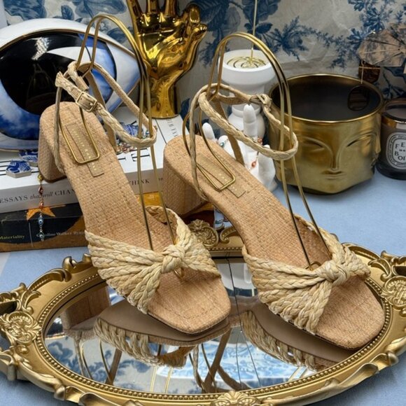 🆕 LOEFFLER RANDALL 🧿 NWOT Riya Braided Mignon Knot Mid-Heel Sandal, Sz 8 - Picture 4 of 16